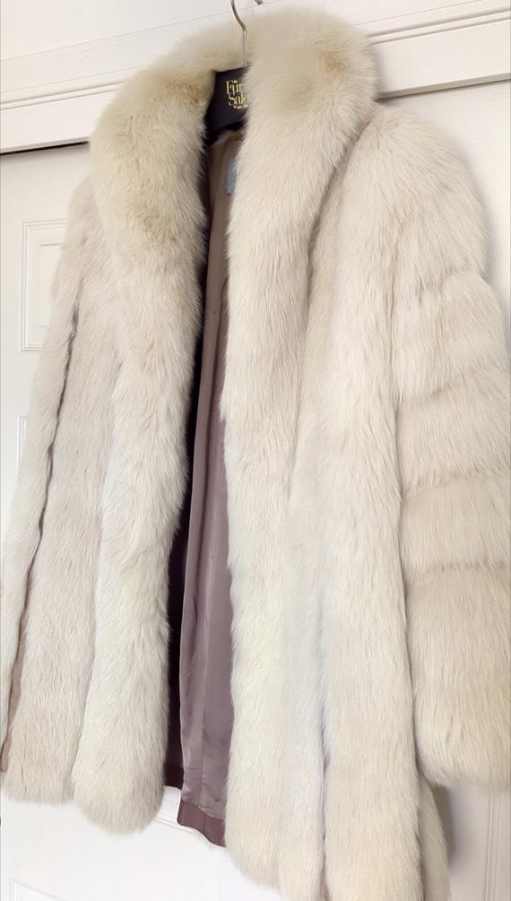 Vintage Saga Furs White Fox Stroller Coat 1980s | Winter Ivory
