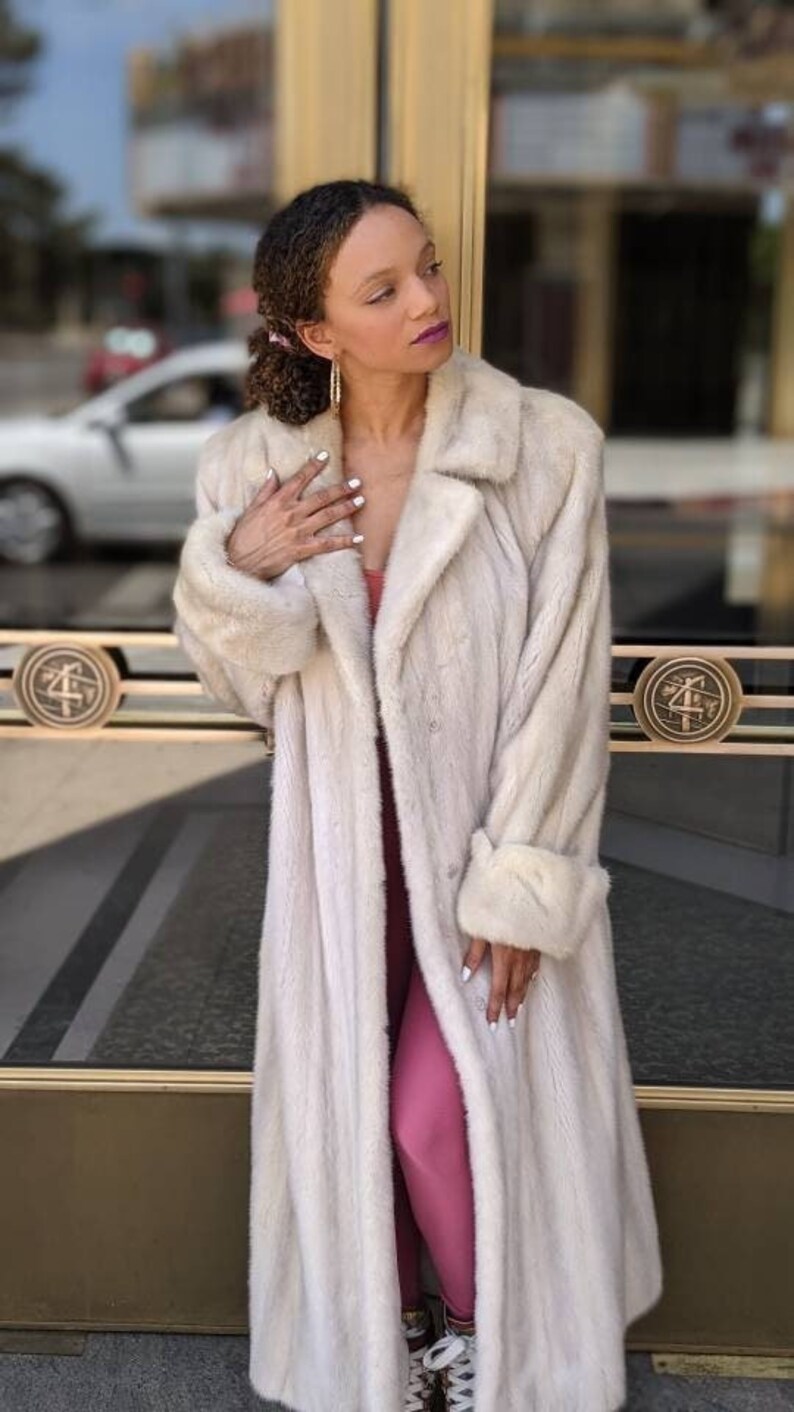 Azurene Pearl Grey Mink Fur Stroller Coat Designer | Formal