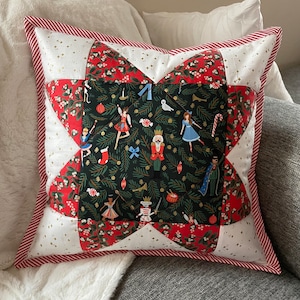Classical Nutcracker Christmas Quilted Throw Pillow Cover - Featuring Rifle Paper Co Fabrics