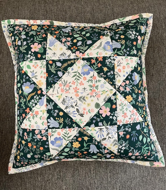 Quilted Organic Bramble Fields Floral Throw Pillow Cover Featuring Rifle Paper Co X PB Fabrics 20 Etsy