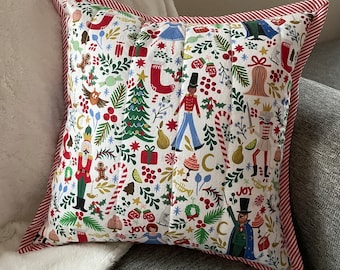 Nutcracker Christmas Throw Pillow Cover - Featuring Rifle Paper Co x PB Fabric