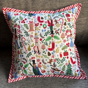 Nutcracker Christmas Throw Pillow Cover - Featuring Rifle Paper Co x PB Fabric