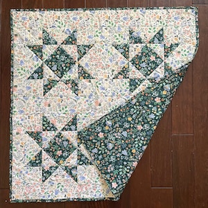Heirloom Organic Bramble Fields Floral Baby Nursery Crib Quilt made from Rifle Paper Co x Pottery Barn - Milestone Blanket - Tummy Time