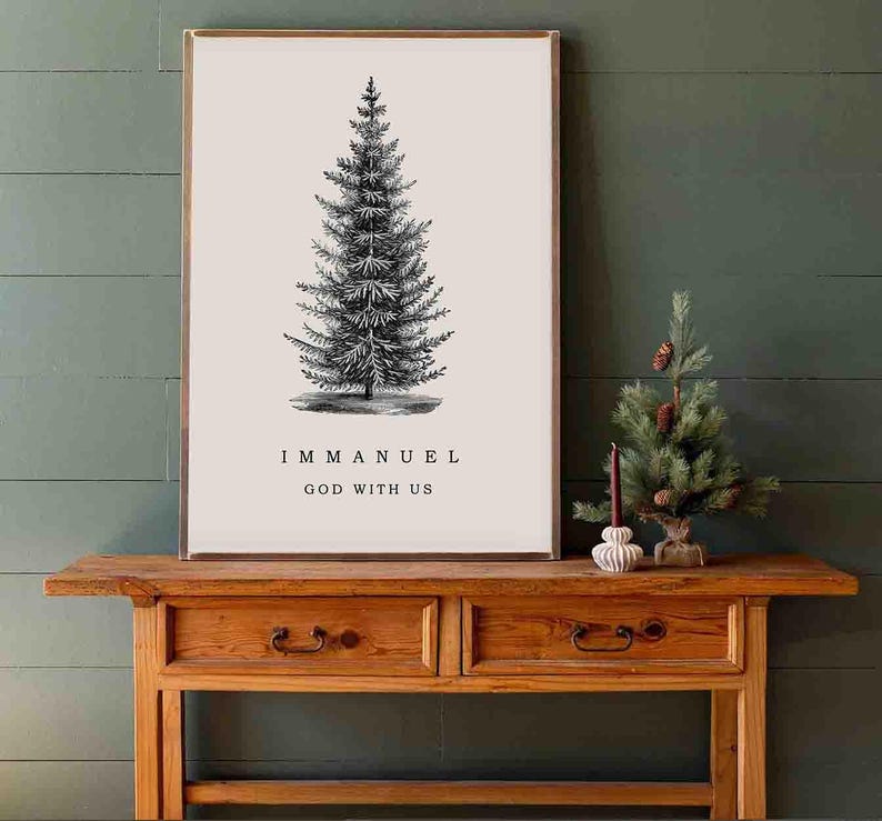 Christmas Tree Print, Bible Verse Print, Christian Art, Winter Decor ...