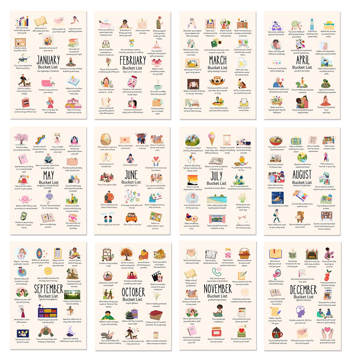 1 Stück 2026 Bucket List Kalender, Aquarellkalender, 2026 Kunstkalender