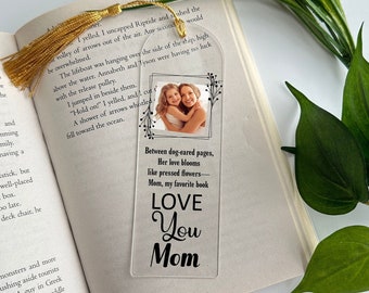 Personalized Photo Bookmark, Acrylic Bookmark with Tassel, Mother's Day Gift