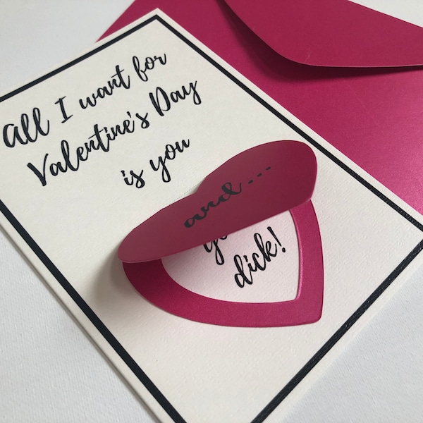Valentine's Day Card for him, Funny Lift-the-flap Naughty Husband or Boyfriend Greeting Card, All I want for Valentine's Day is your dick