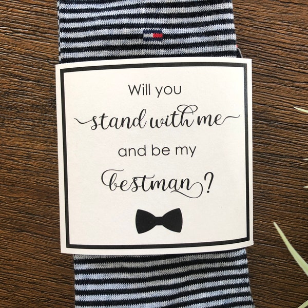 Bestman Socks Wrapper, Wedding socks label, Bestman Groomsman proposal, Will you stand with me and be my bestman groomsman