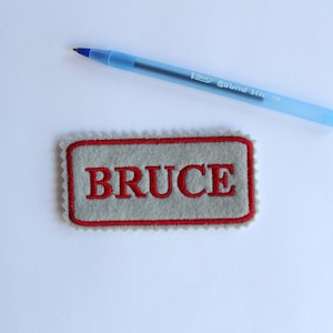 Personalized Felt Name Patch, Embroidered Custom Label (4x2)