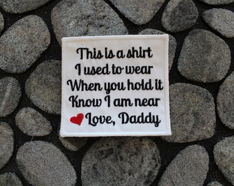 Écusson brodé pour oreiller à mémoire de forme, étiquette de courtepointe commémorative (4 x 4 pouces)