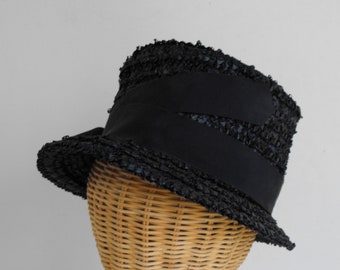 Vintage Women's Navy Blue Straw Hat   (2281)