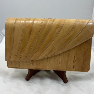 Echte Eel Skin-koppeling portemonnee interieur met ritsen Korea Tan (3435)