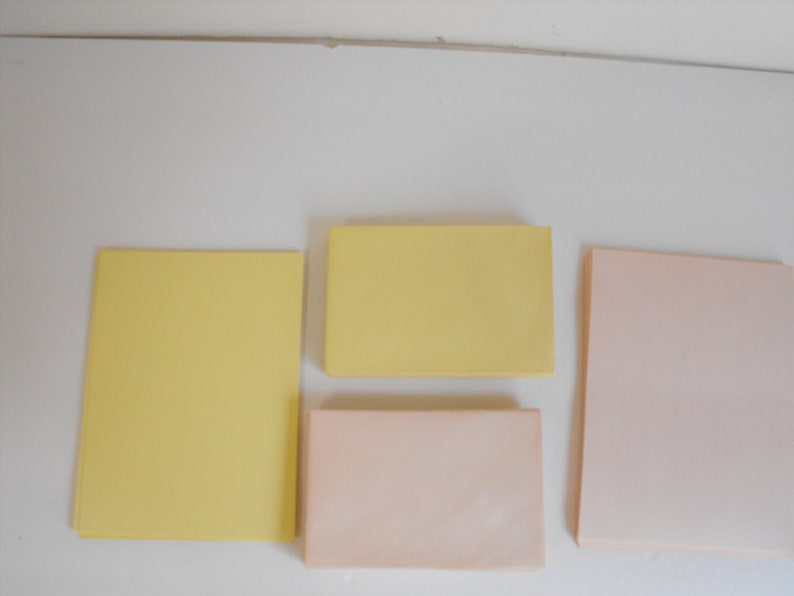 Vintage Linen Stationery Surety Linen Finish Pink and Yellow Partial Set 2775 image 4