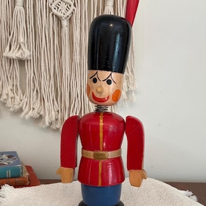 Vintage Bank Wooden Spring-Head Soldier with Moveable Arms (3939)
