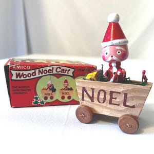 Wood Noel Cart Amico Mr. Santa Hand-Painted Ornament (3229)