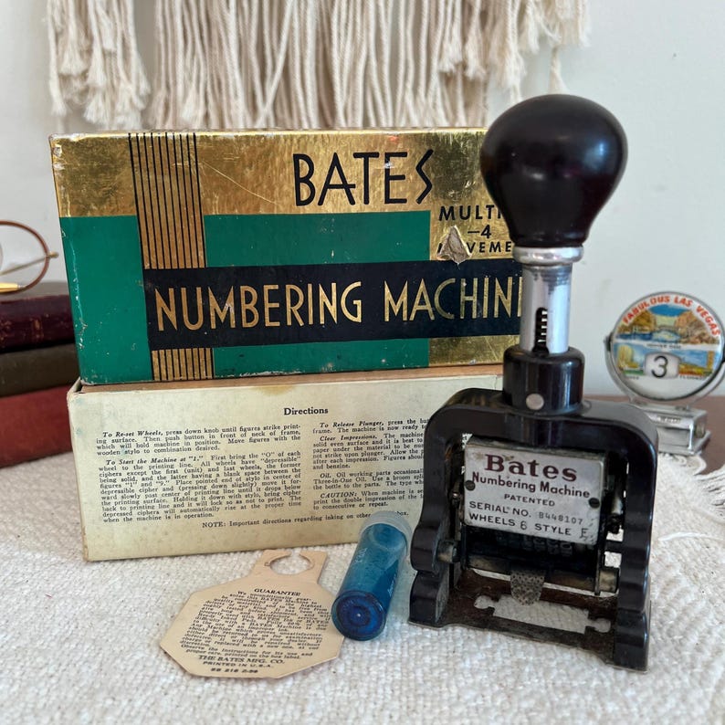 Vintage Bates Numbering Machine 6 Wheels Multiple Movement (3976) - Etsy