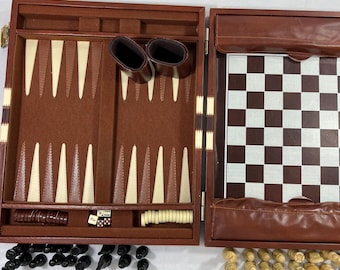 Backgammon Schack Kombinationsset Bärbart Magnetiskt Rese Komplett (3599)
