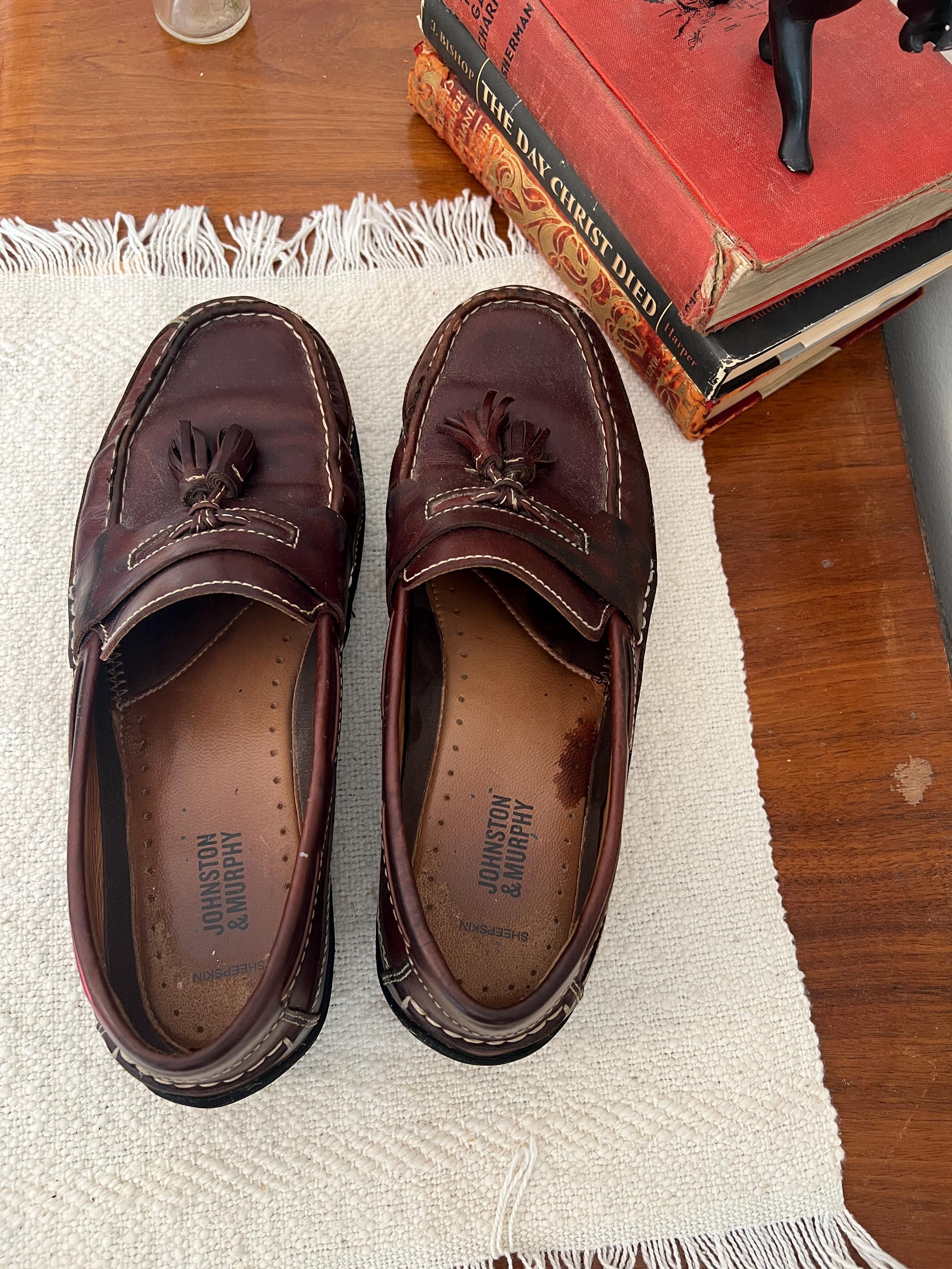 Johnston and Murphey sheepskin leather men’s loafers size‎ 10.5 Johnston & Murphy sheepskin loafers made for the man who  main image 4