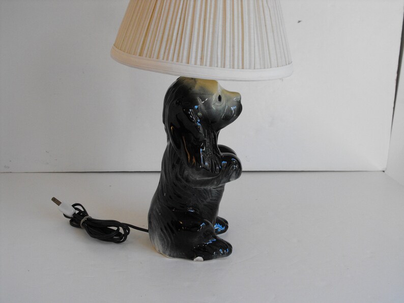 Vtg Dog Lamp Black And White Ceramic Works 1752