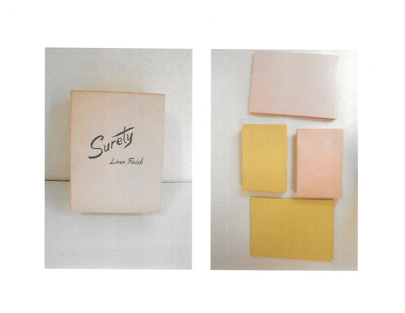 Vintage Linen Stationery Surety Linen Finish Pink and Yellow Partial Set 2775 image 1