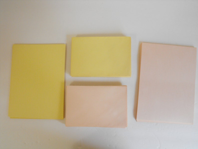Vintage Linen Stationery Surety Linen Finish Pink and Yellow Partial Set 2775 image 5