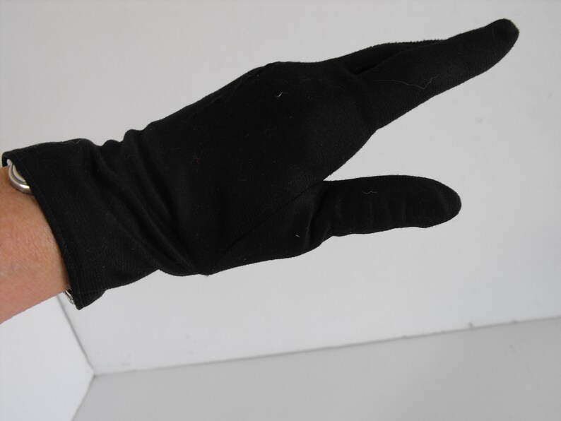 Vintage Black Nylon Wrist Gloves 2288 Etsy