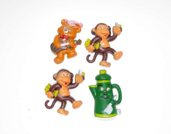 Set Of 4 Googly Eyes Refrigerator Magnets Monkeys Bear Teapot Etsy