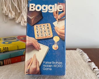 Boggle Hidden Word Game 1977 Parker Brothers komplett - Bokstavskuber - Bricka - Kupolöverdrag - Timer (3768)