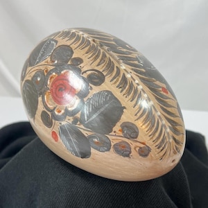 Vintage Tonala Mexican Burnished Pottery Egg-Shaped Bank Hand-made Hand-painted  (3576)