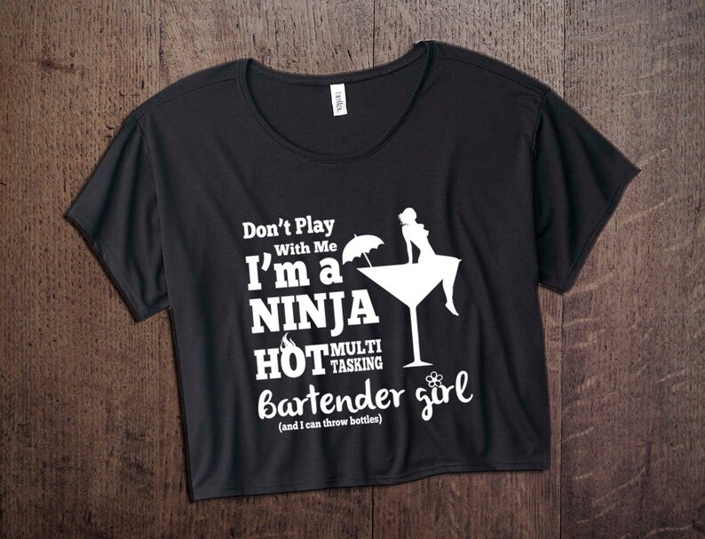 Funny Bartender Shirt Bartender Girl Black Cropped Top Etsy