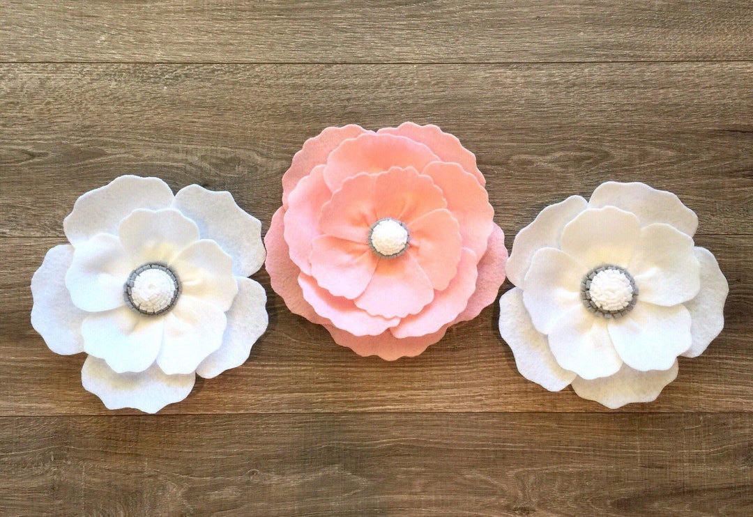 Flower Wall Decor Girl Nursery Wall Decor Felt Flower Wall Etsy