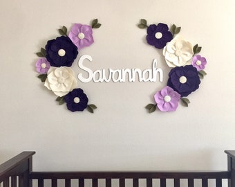 Flower Wall Decor - Girl Nursery Wall Decor - Felt Flower Wall Decor - Flowers Above Crib - Large Felt Flowers - First Birthday Backdrop