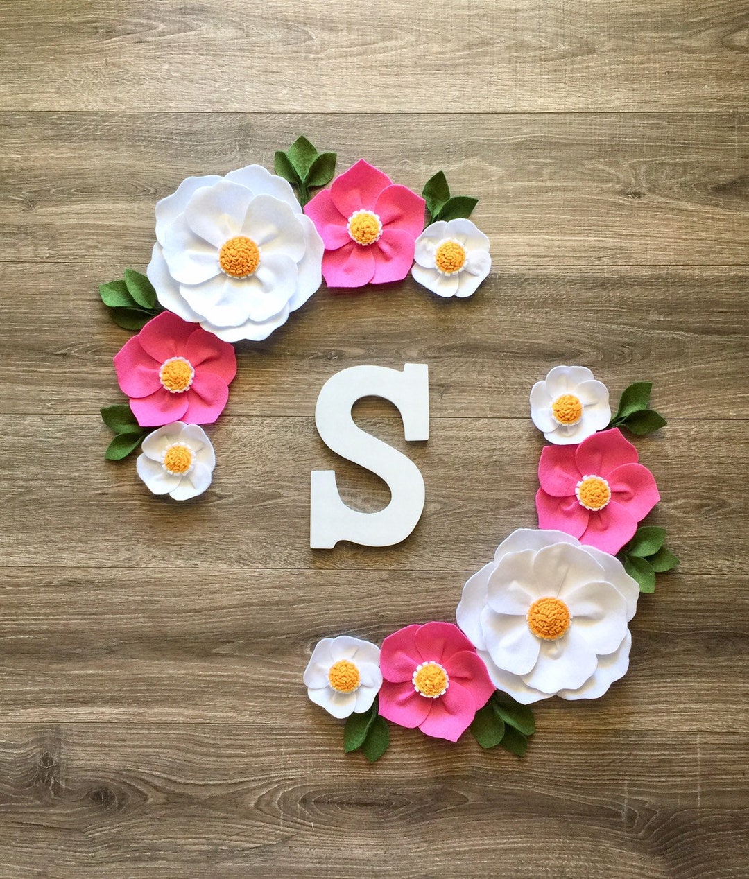 Pink and White Flower Wall Decor, Nursery Flower Decor, First Birthday