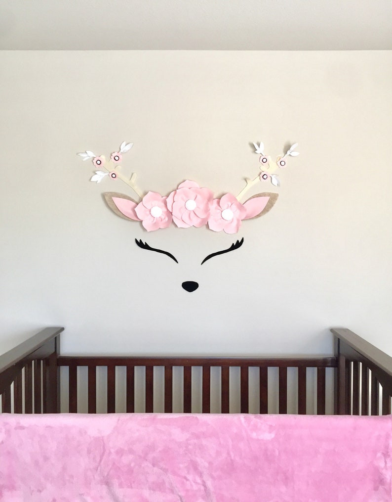 Flower Wall Decor Girl Nursery Wall Decor Felt Flower Wall Etsy