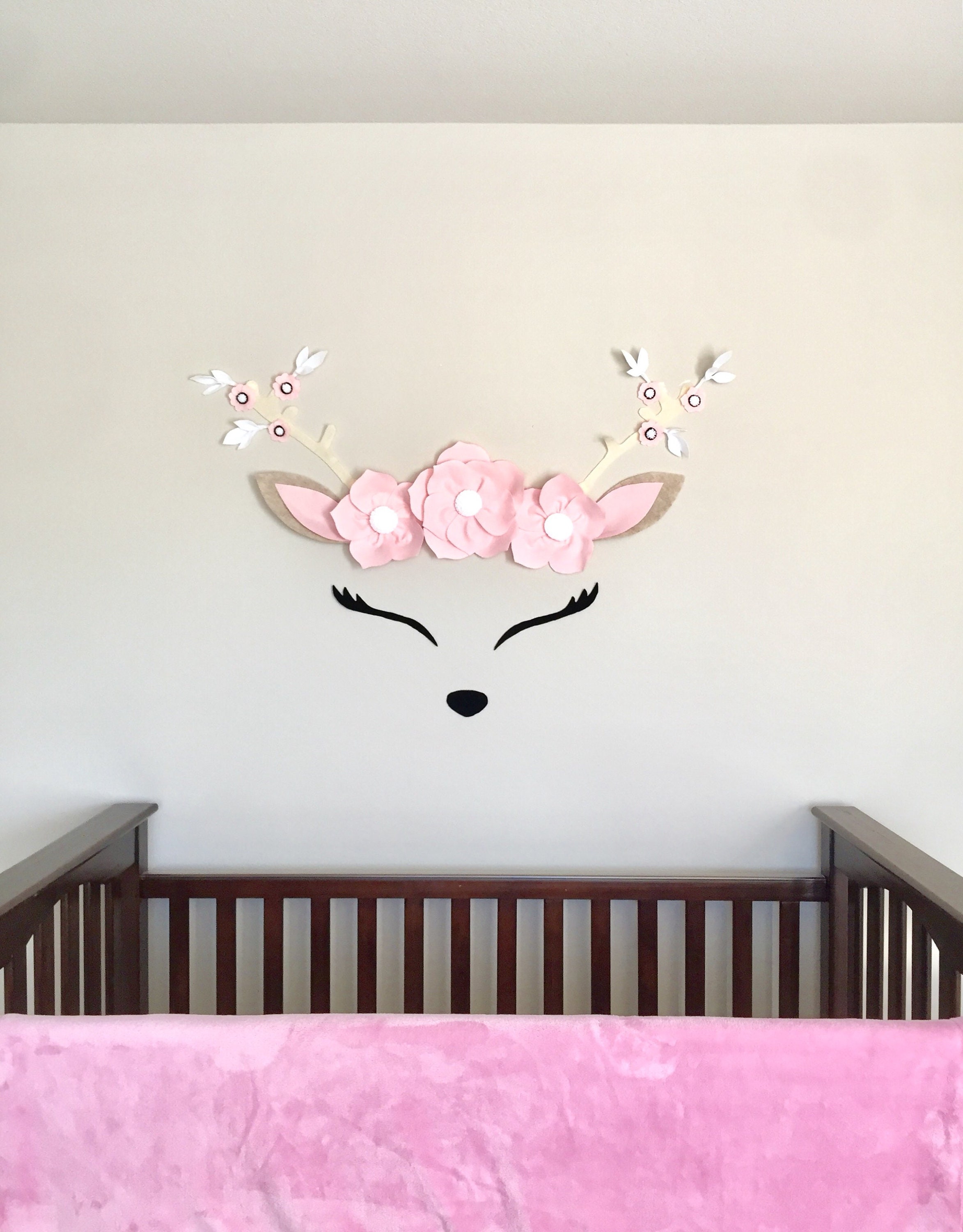 Flower Wall Decor Girl Nursery Wall Decor Felt Flower Wall Etsy