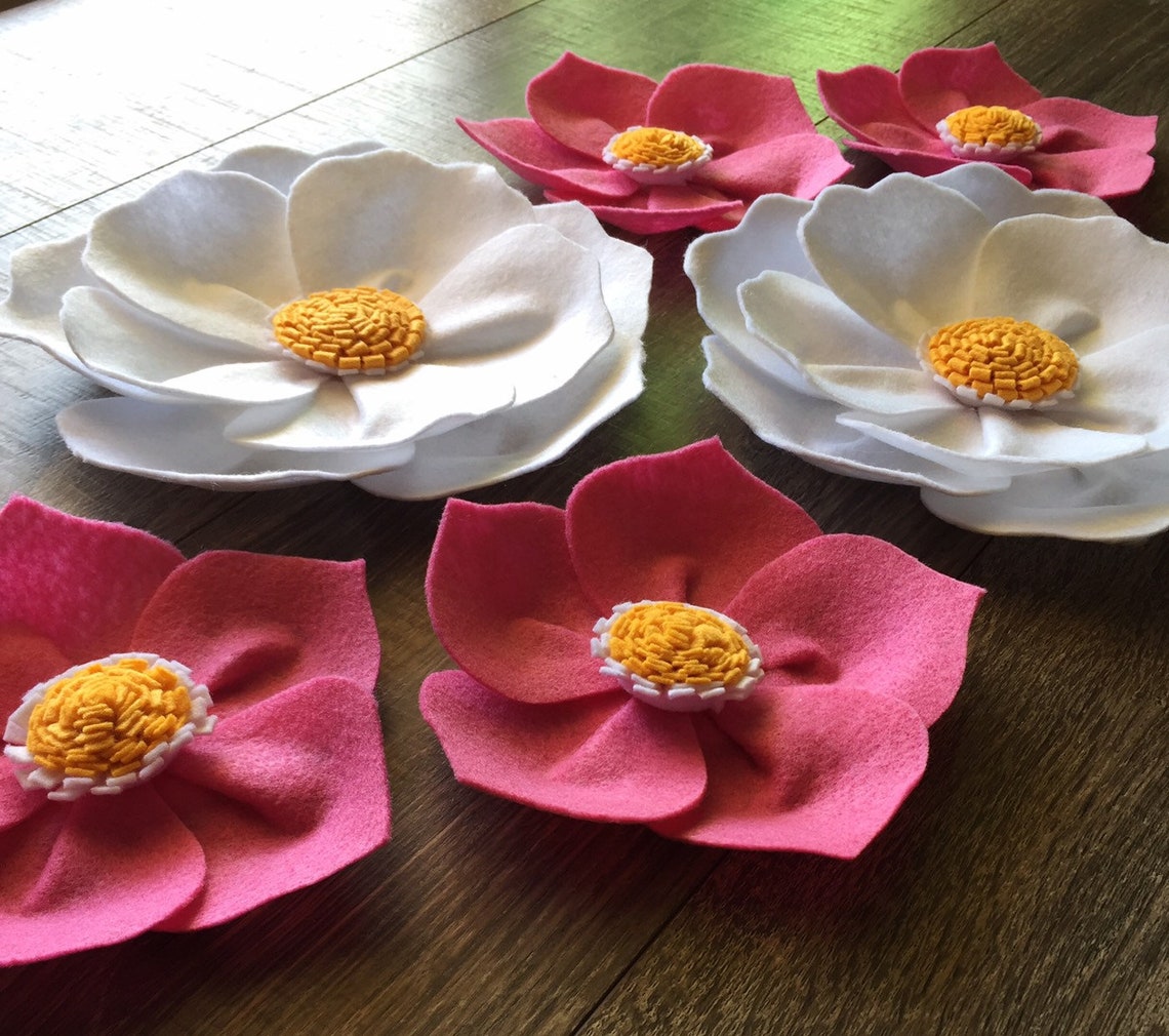 Pink and White Flower Wall Decor Nursery Flower Decor First Etsy