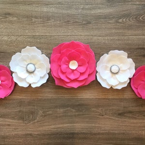 Flower Wall Decor - Girl Nursery Wall Decor - Felt Flower Wall Decor - Flowers Above Crib - Large Felt Flowers - First Birthday Backdrop