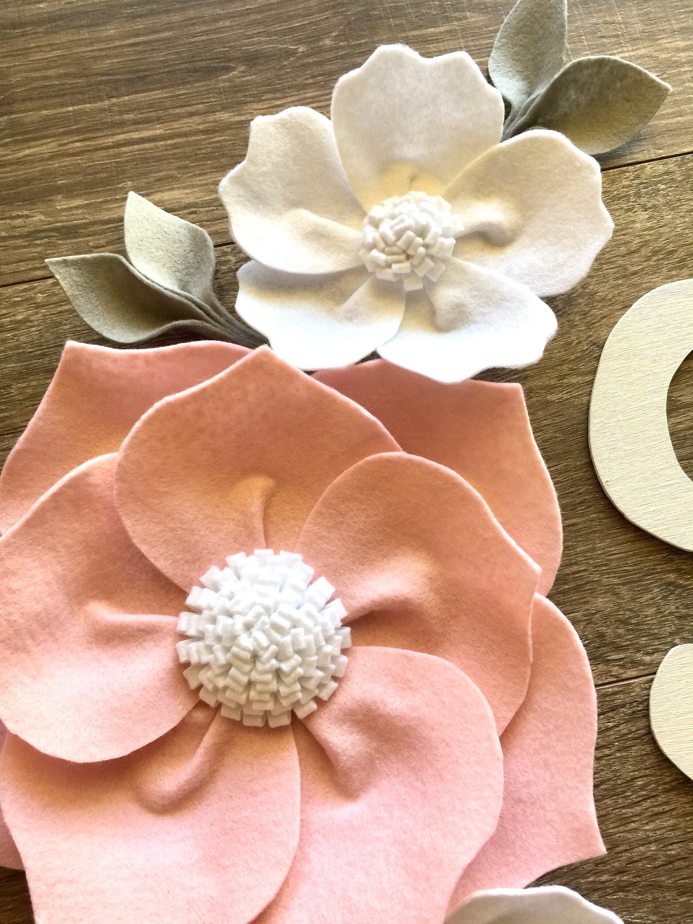 Pink and Gray Flower Wall Decor Nursery Flower Decor First Etsy