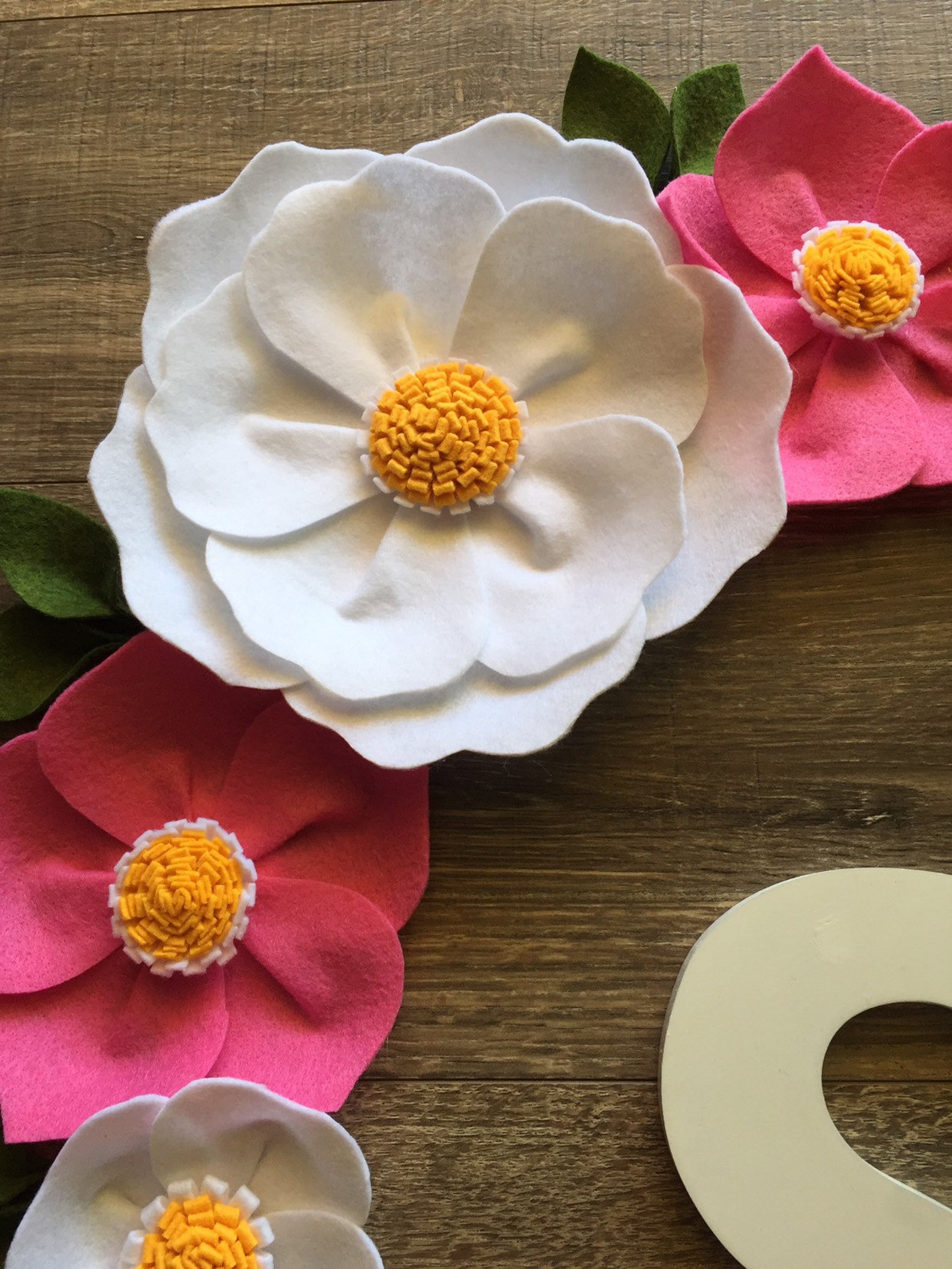 Pink and White Flower Wall Decor Nursery Flower Decor First Etsy