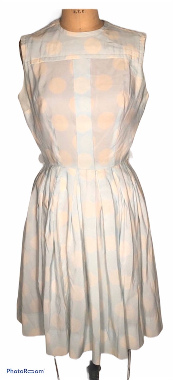 Vintage 50's Sue Brett Junior Pale Blue White Polk