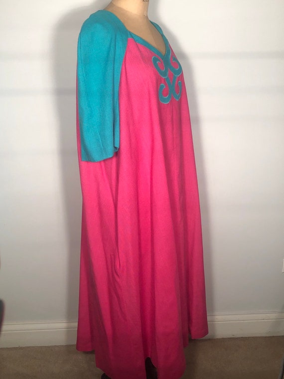 Vintage 70’s Kelli Kaye Pink Teal House Church Mu… - image 3