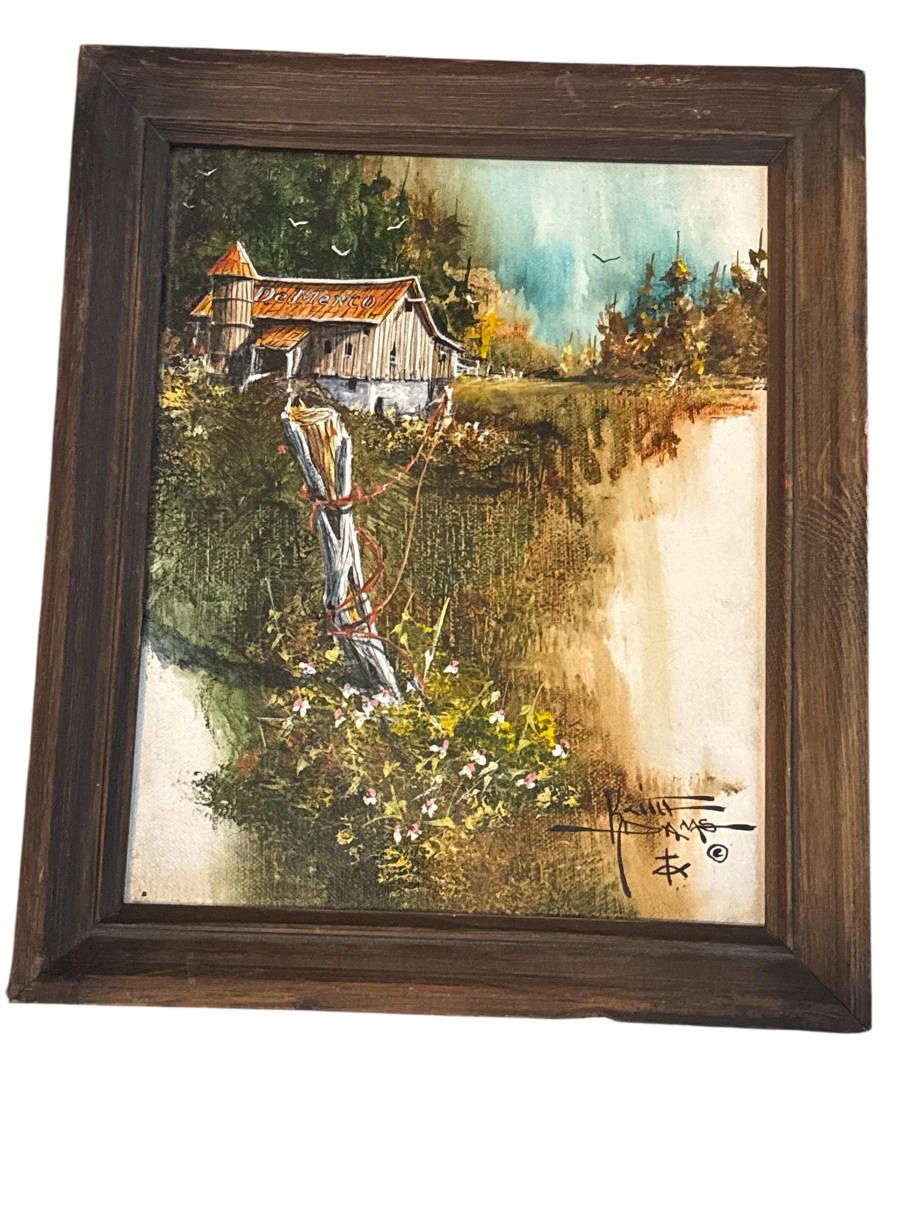 Vintage 80's Keith D Adams Framed Signed Landscape De Menco Farm