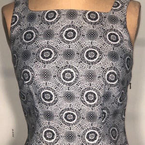 Vintage 90's Vivienne Tam Sport Asian Moder Gray Black Print Side Zip A-Line Mini Dress image 3