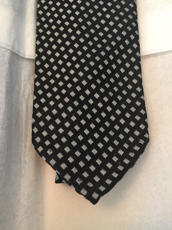 Vintage I Magnin 60's Skinny Tie New Italy Black … - image 2