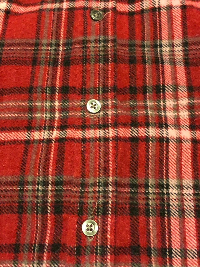 Vintage 80/'s Haband Cotton Blend Long Sleeve Button Down Trucker Grunge Burn Out Flannel Shirt