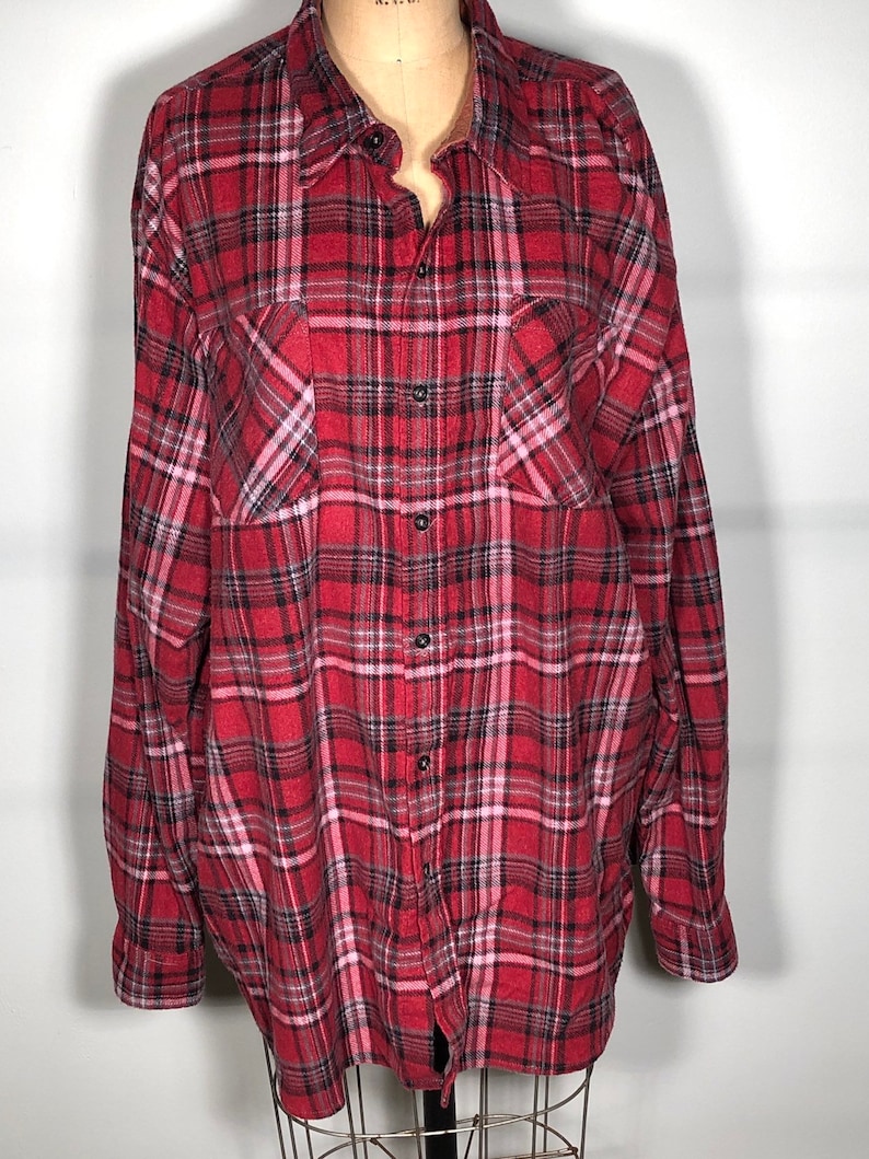 Vintage 80/'s Haband Cotton Blend Long Sleeve Button Down Trucker Grunge Burn Out Flannel Shirt