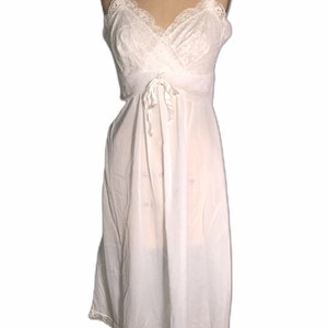 Vintage 50’s Rogers Intimates White Lace Nightgown Negligee Slip Lingerie USA Made
