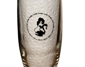 Vintage 80’s Playboy Club Playmate Woman Water Pilsner Drinking Glass 5.5/8” Tumbler