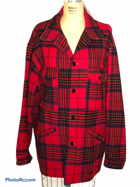Vtg 60s 70s Pendleton Shirt Jacket Shacket Coat Medium Plaid
