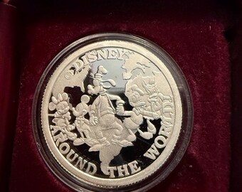 Disney Around the World 銀貨　即購入ＯＫ Vintage 1988 Walt Disney Rarities .999 Sterling Silver 1oz Around